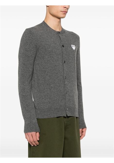 Grey logo-patch cardigan Comme des garcons play - men COMME DES GARCONS PLAY | AXN0610513